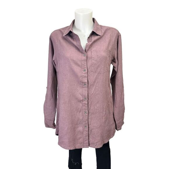prAna Aster Button Front Tunic‎ - Women's Dark Mauve size small, Hemp Blend - Picture 1 of 10